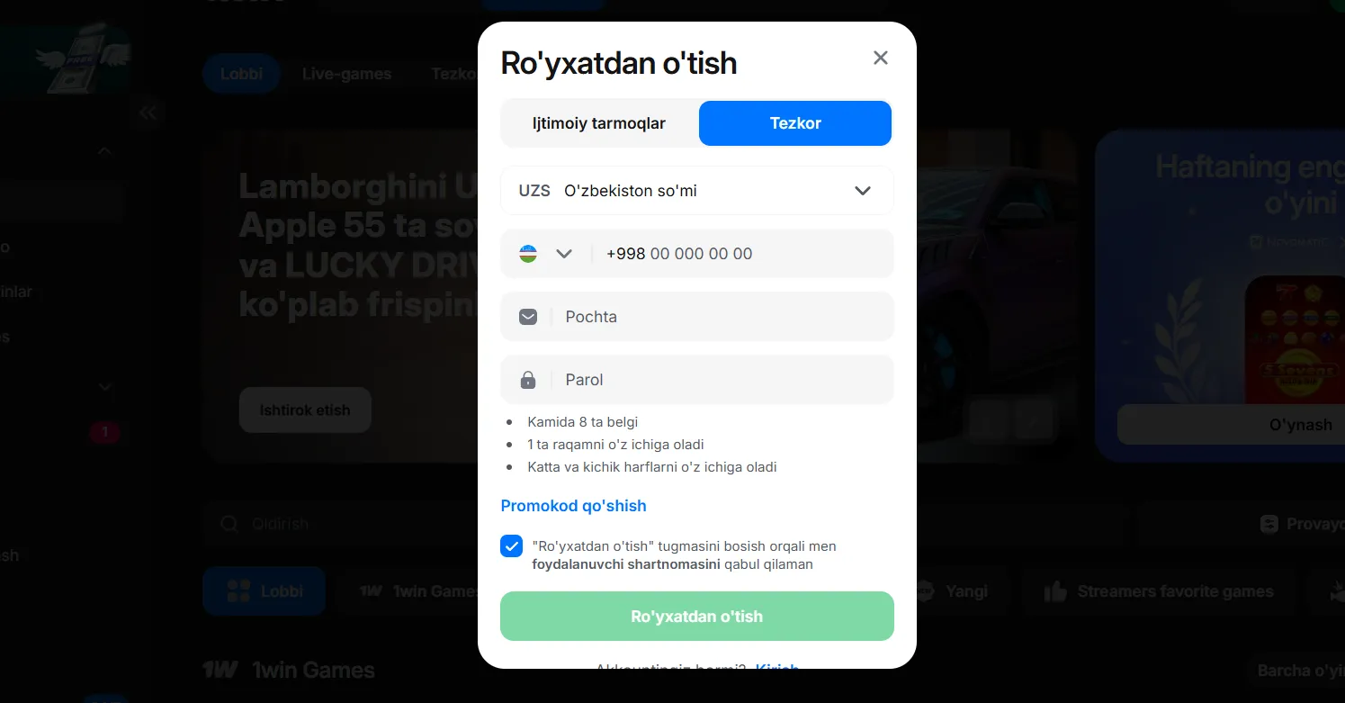 Aviator 1win bilan tez va xavfsiz o‘ynang